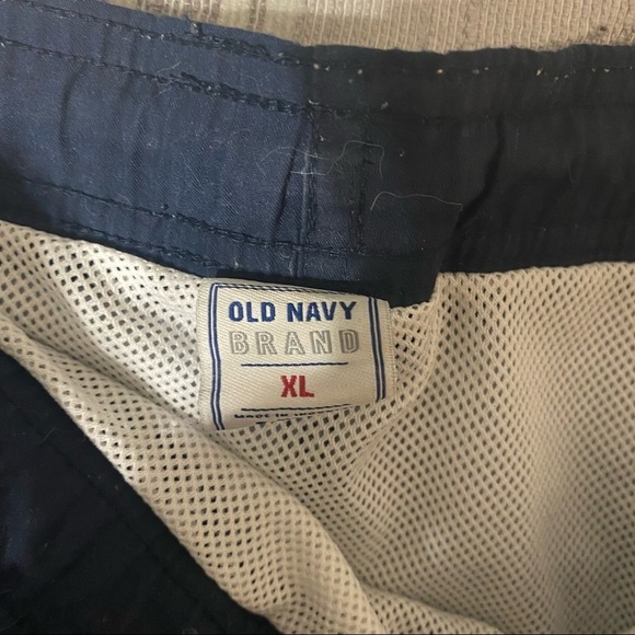 Old Navy Swim Trunks Board Shorts, Navy Blue w/ Side Stripes - Picture 3 of 6